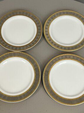 Thun Carlsbad Platinum Gold Salad Plate White Fine Porcelain Set Of‎ 4